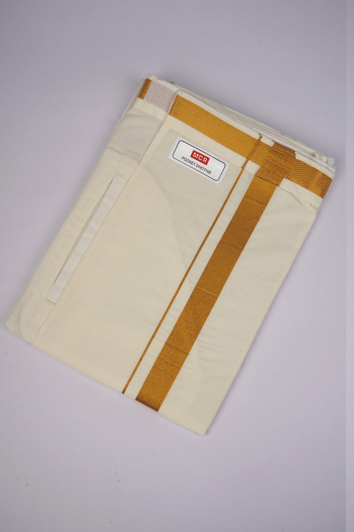 PKT GLS-02C VELCRO CREAM SINGLE DHOTI