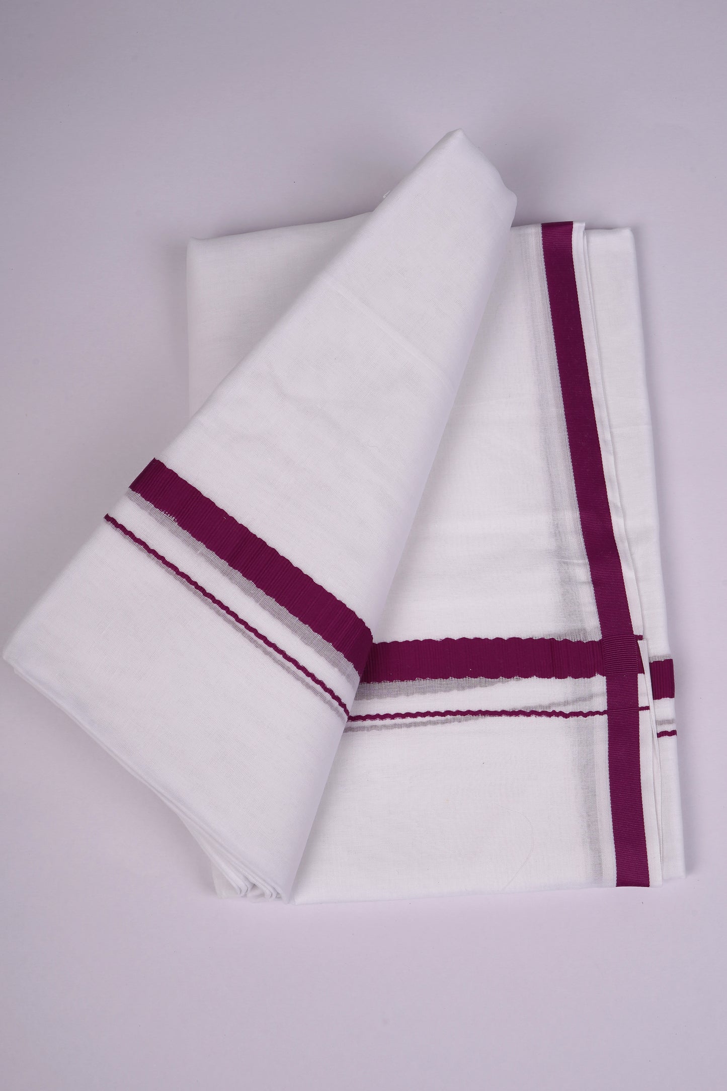 HD-28 WHITE DOUBLE DHOTI  3.80 MTR - violet