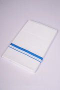 Mens Cotton Blend White Dhoti Single Small  Border 1.90 m|HS-15 DODGER BLUE