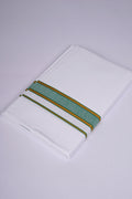 Mens Cotton Blend White Dhoti Single Fancy Border 2.00 m|FS-106 FOREST GREEN