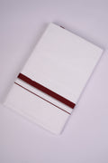 Pure  Cotton White Dhoti Double Small  Border 4.00 m|HD-23 MAROON