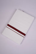 Mens Cotton Blend White Dhoti Double Small  Border 3.70 m|HD-32 RED