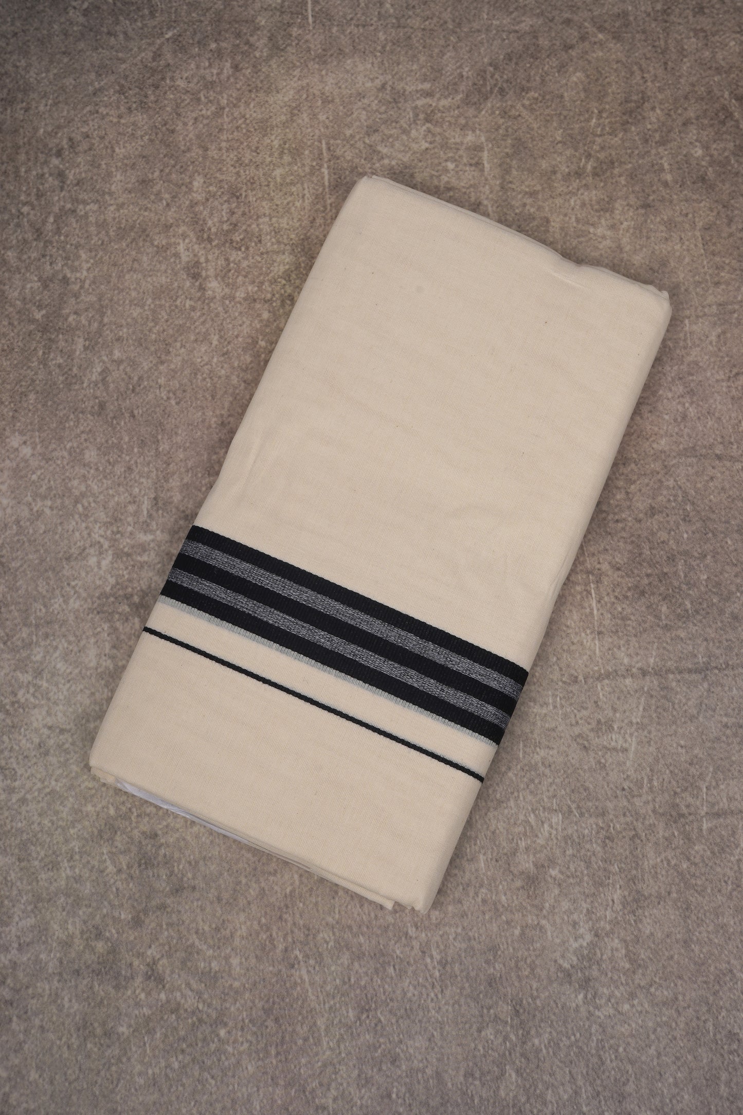 FCD-360C CREAM DOUBLE DHOTHIE 3.80 MTR - Black