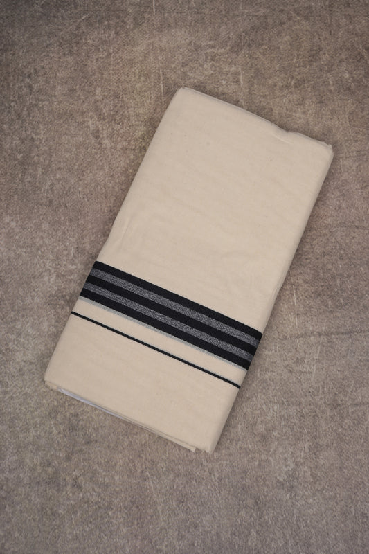 FCD-360C CREAM DOUBLE DHOTI  3.80 MTR - Black