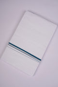 Mens Cotton Blend White Dhoti Double Small  Border 3.80 m|SD-10 DARK GREEN
