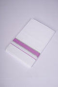 Mens  White Dhoti Single Fancy Border PINK 2.00 m |FS-96