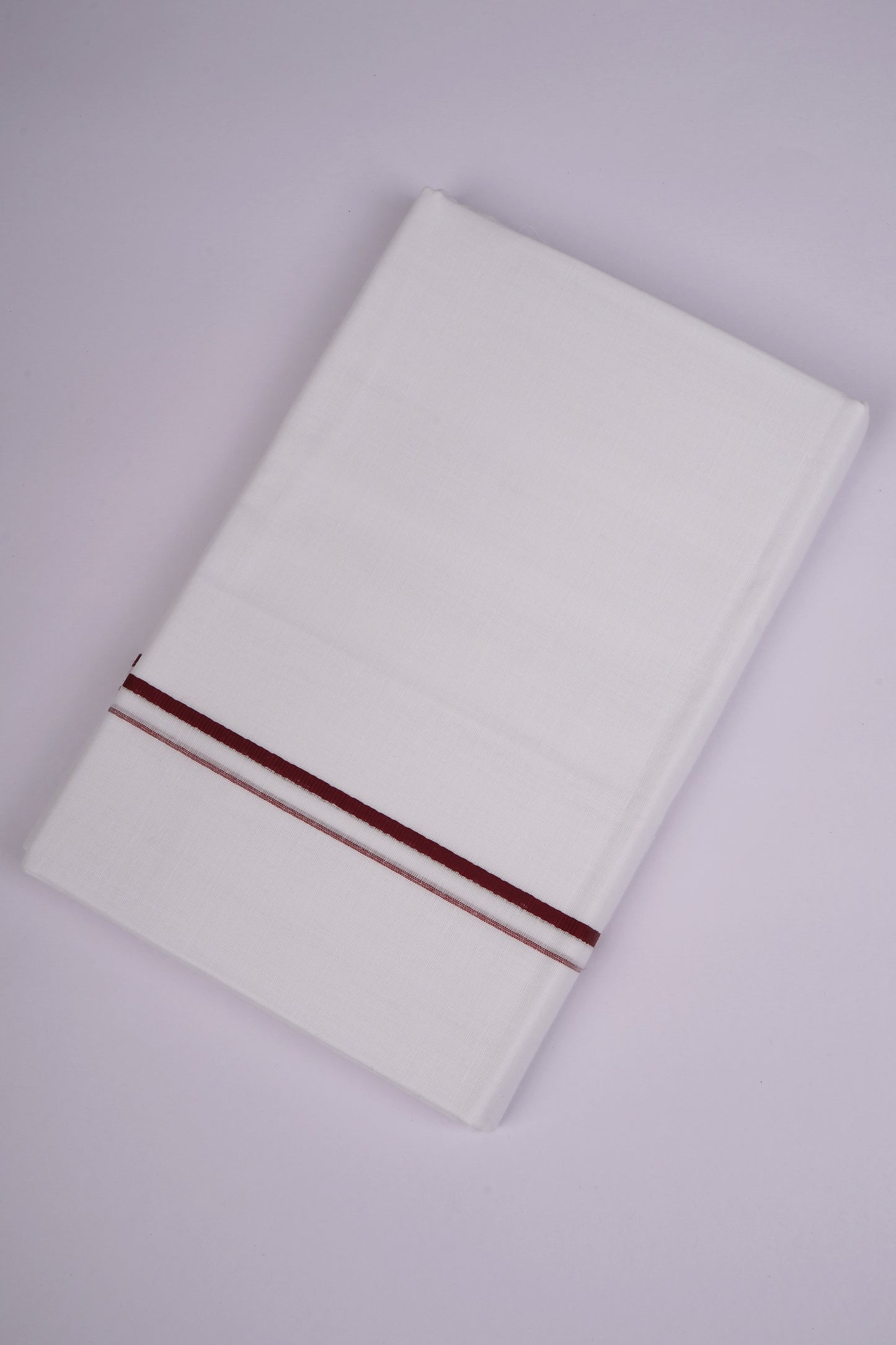 SD-03 WHITE DOUBLE DHOTI  3.80 MTR - maroon