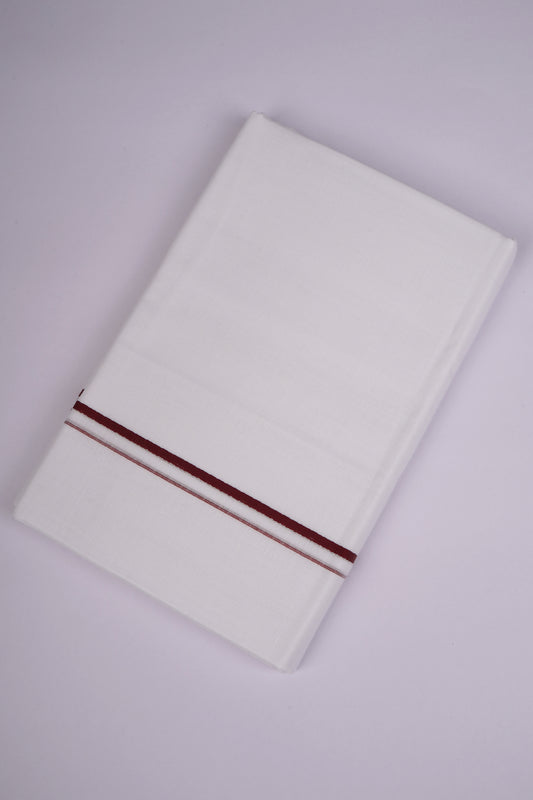 SD-03 WHITE DOUBLE DHOTI  3.80 MTR - maroon
