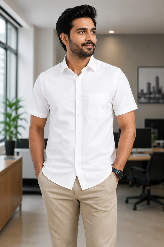Mega Formal White Shirt For Men-Apple Cut