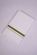 Pure  Cotton White Dhoti Double Small  Border 3.80 m|HD-28 OLIVE GREEN