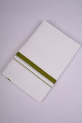 Mens Cotton Blend White Dhoti Double Small  Border 3.80 m|HD-17 OLIVE GREEN