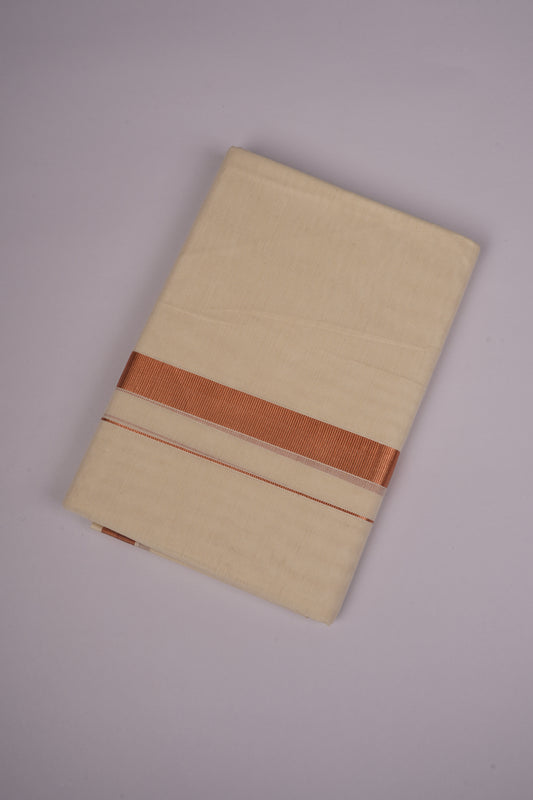 COPPER-18C CREAM DOUBLE DHOTI  4.00 MTR