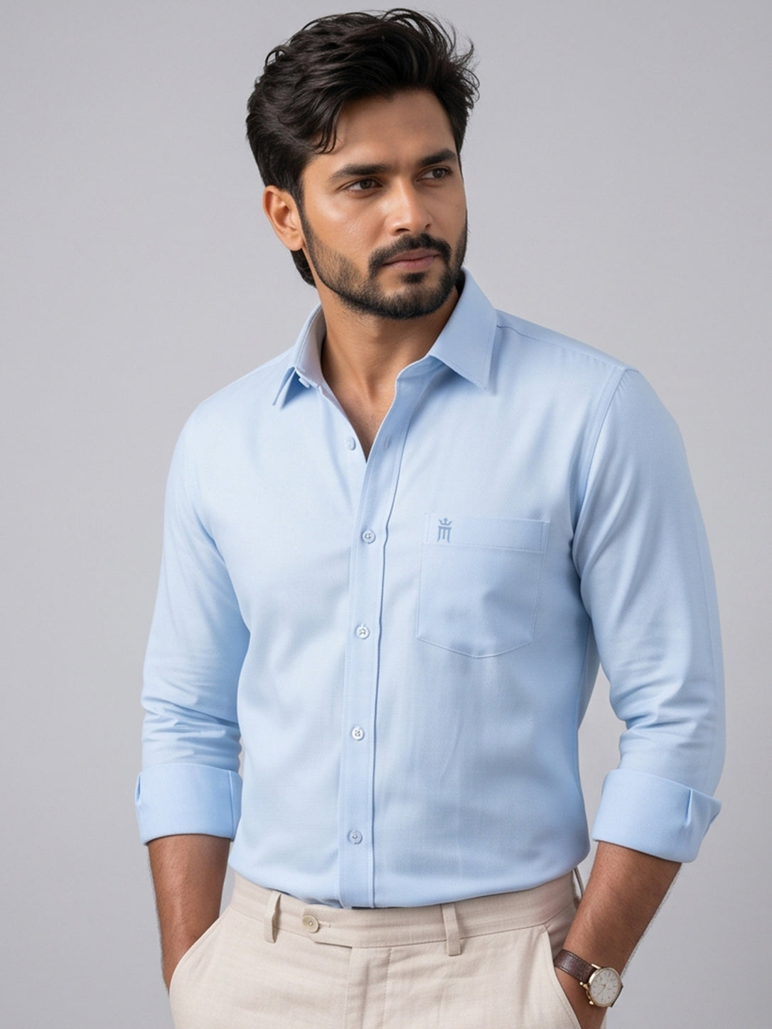 MCR Men Formal Colour Shirt - Sky Blue 82503 Hydrogen