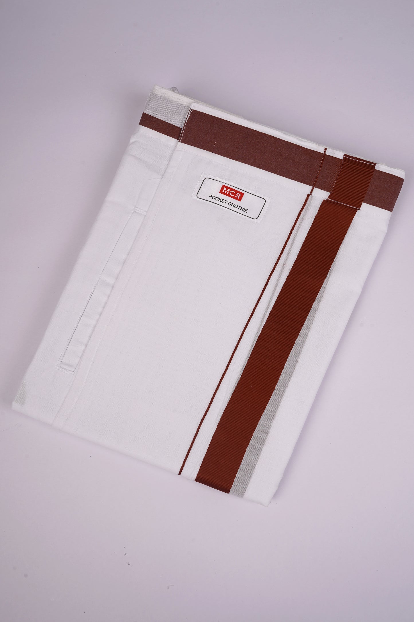 PKT FD-01 VELCRO WHITE DOUBLE DHOTI - Maroon