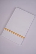 Mens White Double Dhoti 100% Cotton with Big Border - 4.00M | SD-17-Yellow