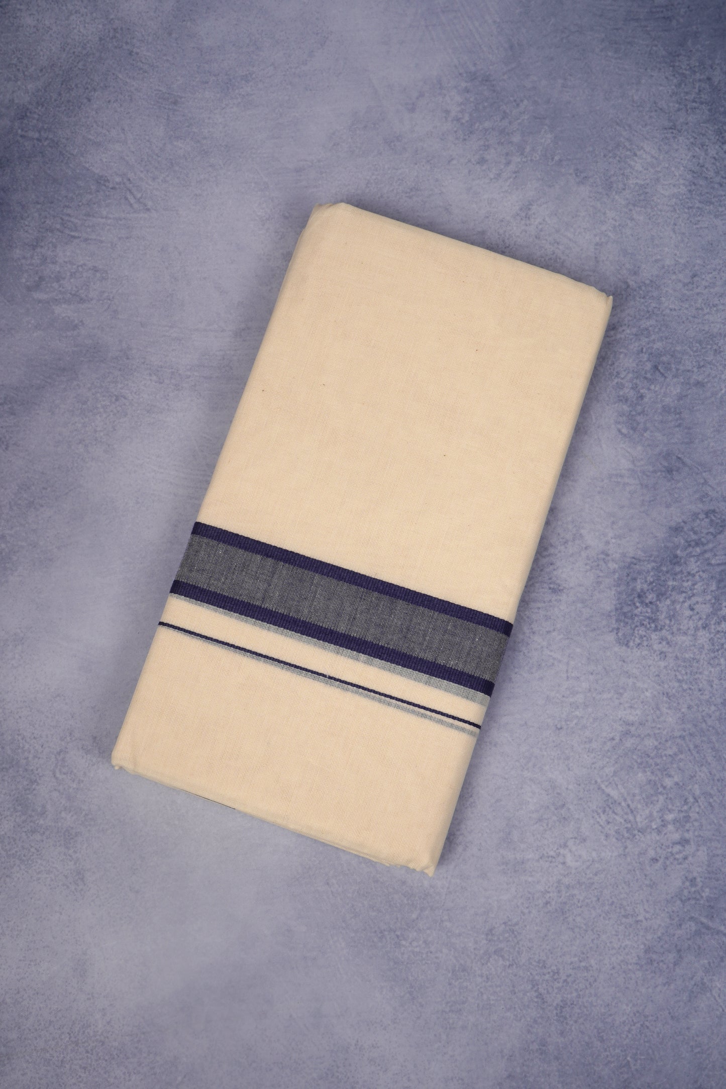 FCD-471C CREAM DOUBLE DHOTHIE 3.80 MTR - Dark Blue