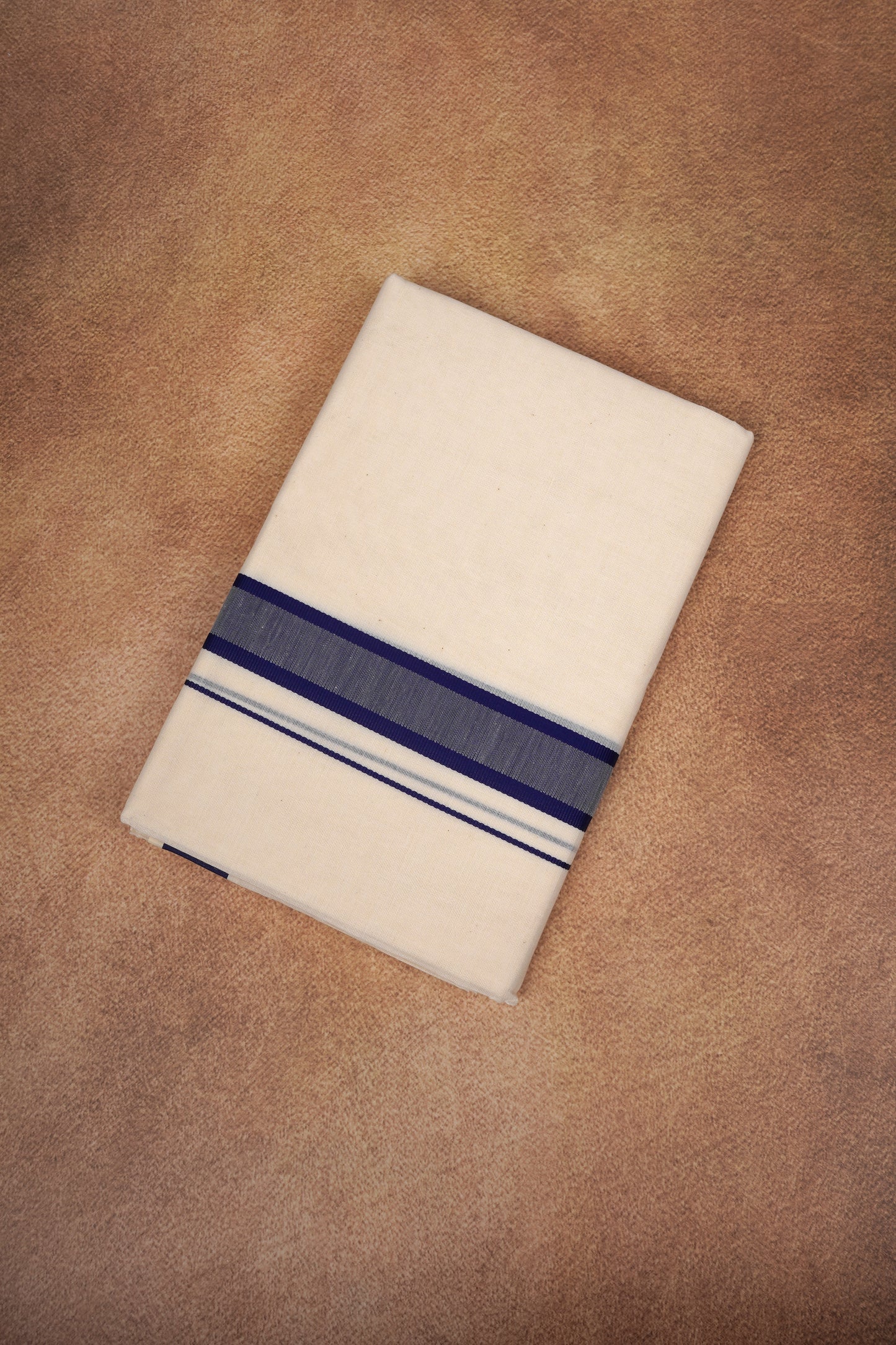 FD-174C CREAM DOUBLE DHOTHIE 3.80 MTR - Light Blue