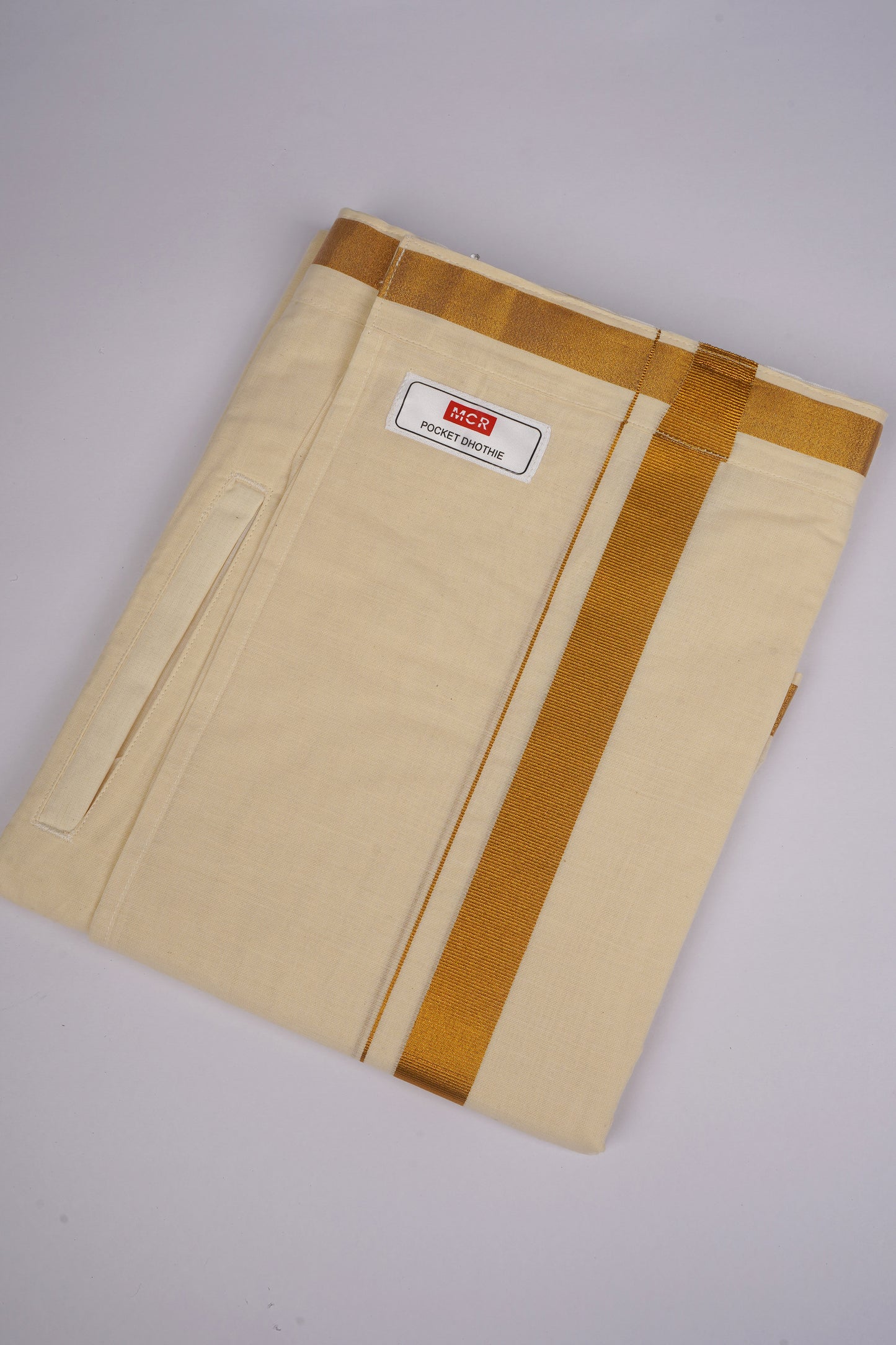 PKT GLD-01C VELCRO CREAM DOUBLE DHOTI