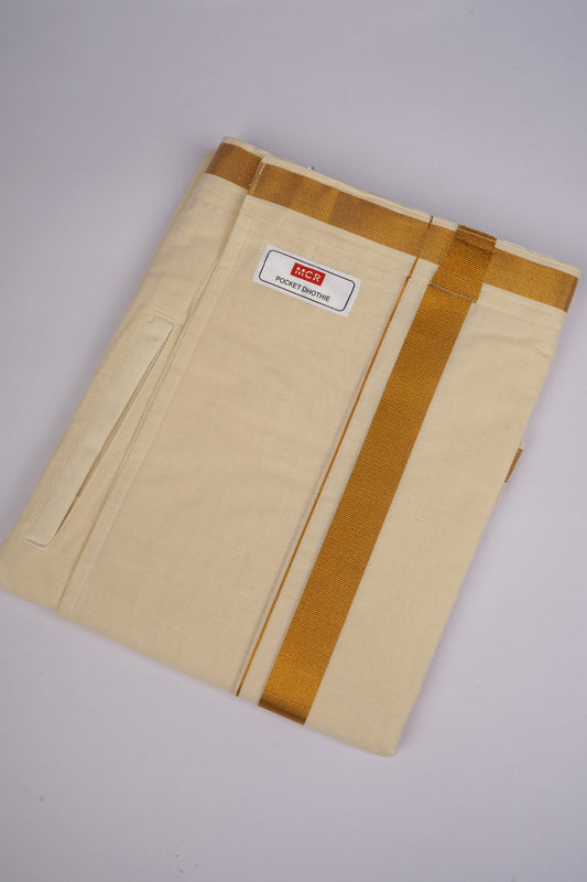 PKT GLD-01C VELCRO CREAM DOUBLE DHOTI