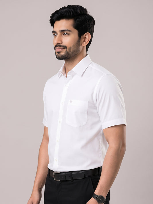 Anti Wrinkle Free Formal White Shirt For Men