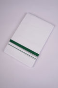 Pure  Cotton White Dhoti Double Small  Border 4.00 m|HD-29 FOREST GREEN