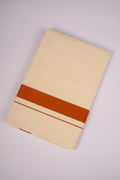Mens Cotton Blend Cream Dhoti Double Fancy Border 3.80 m|FD-08C KAVI