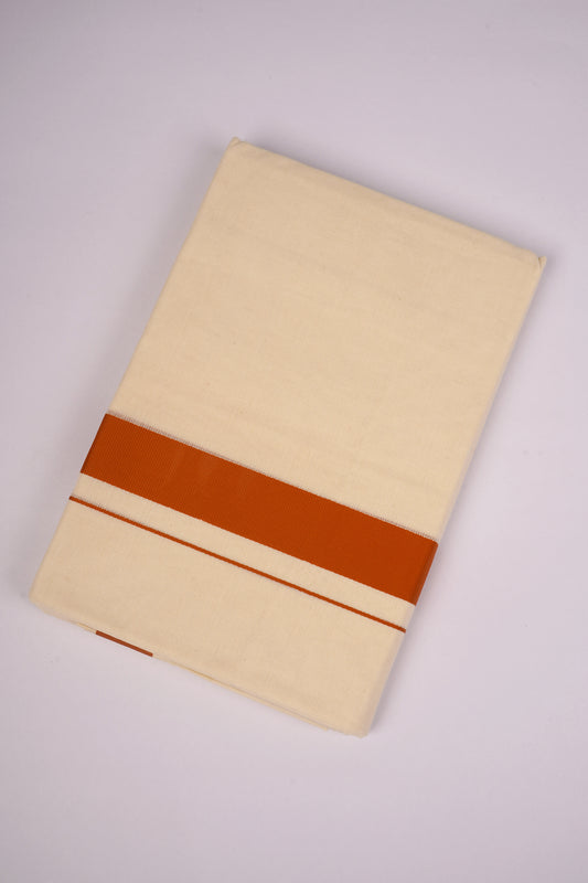 FD-08C CREAM DOUBLE DHOTI  3.80 MTR-Light Orange