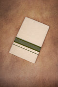 FD-174C CREAM DOUBLE DHOTI  3.80 MTR -Dark Green