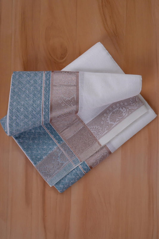 Aayush Cotton Jaquard Shirtings & Dhoti Single Set - D8