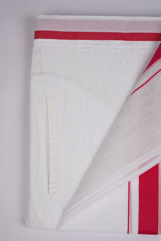 PKT FD-01 VELCRO WHITE DOUBLE DHOTI - Dark Pink