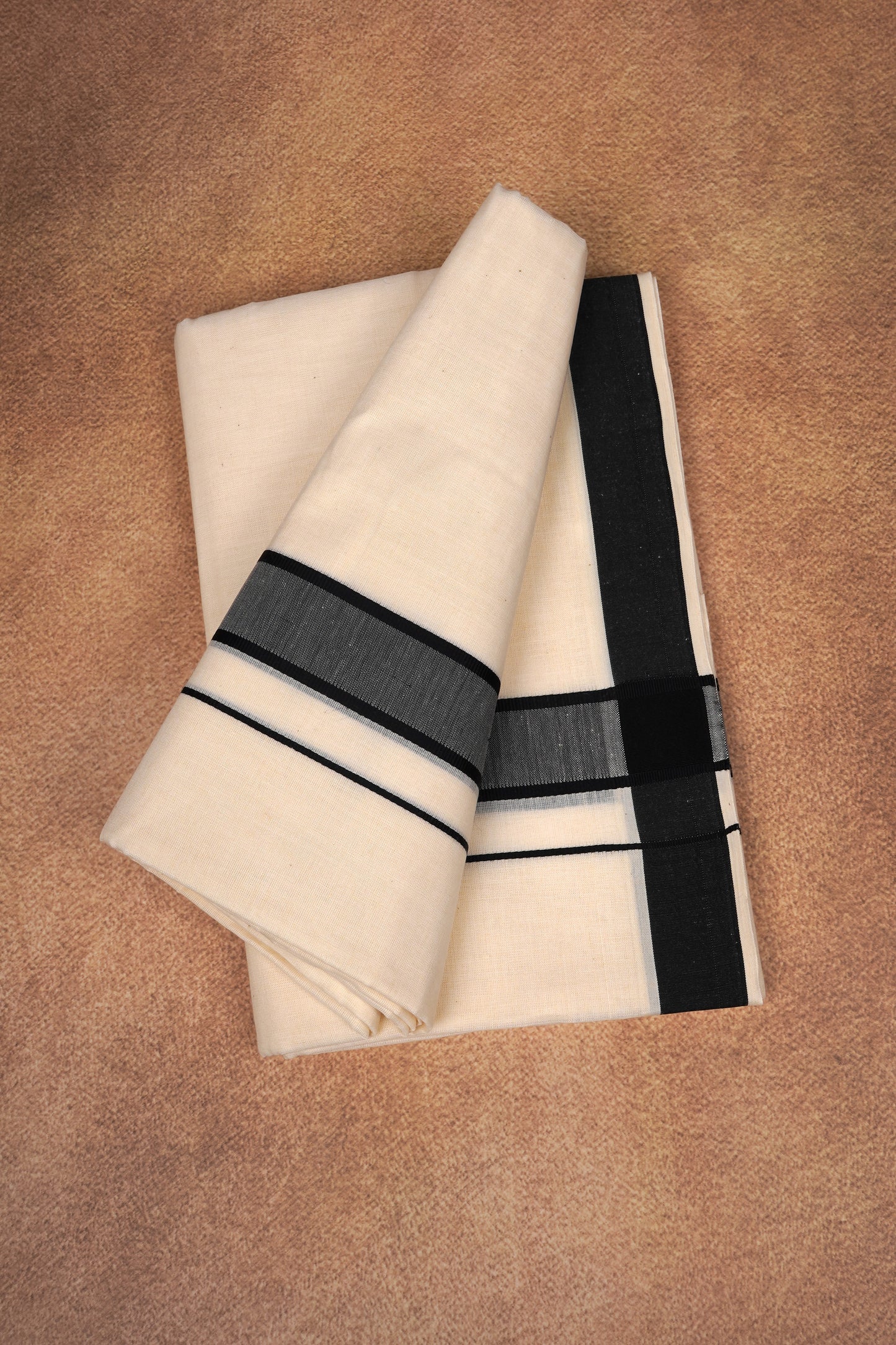 FD-174C CREAM DOUBLE DHOTHIE 3.80 MTR -Dark Gray