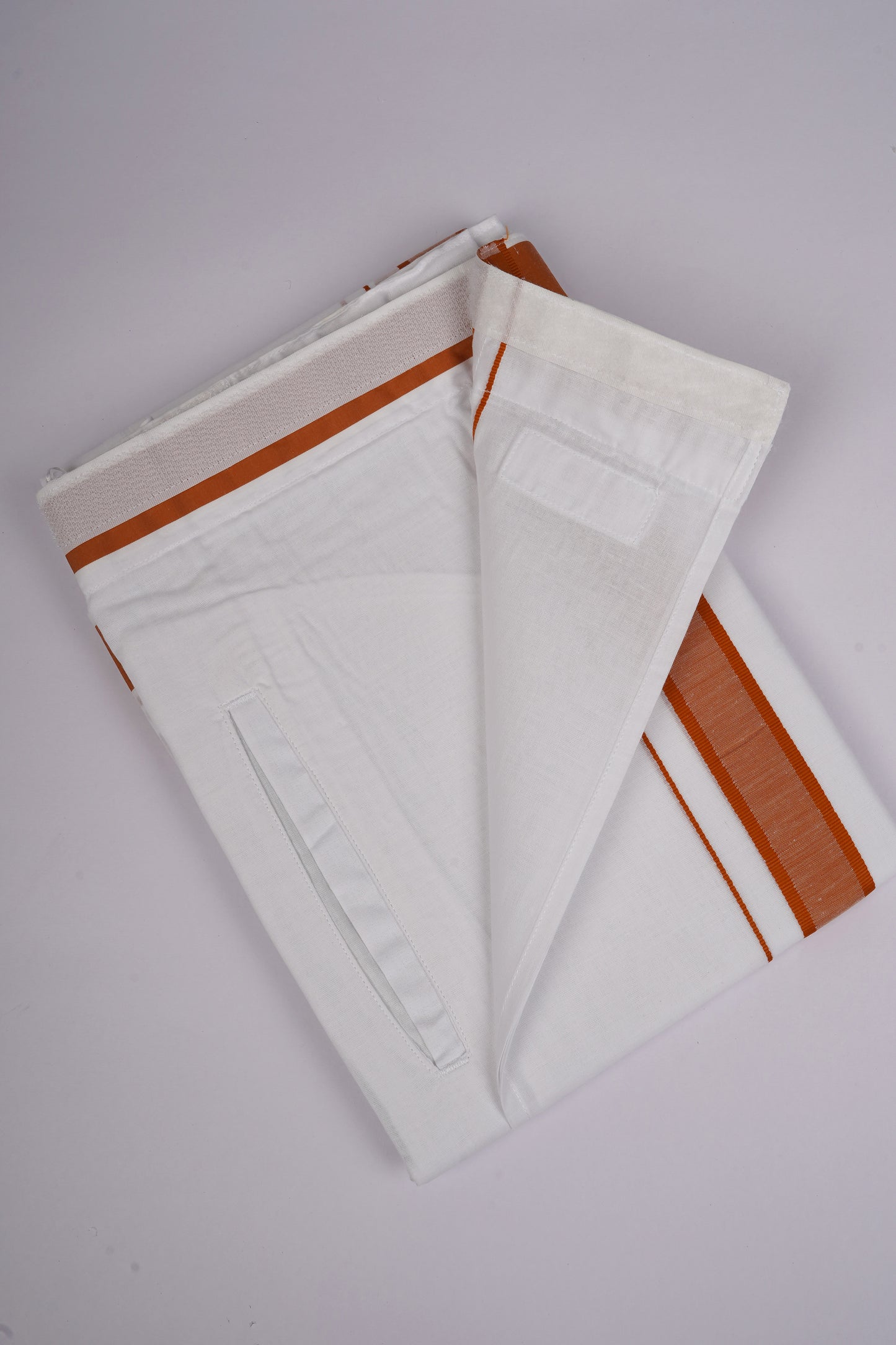 PKT FD-02 VELCRO WHITE DOUBLE DHOTI  - Orange