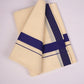 FD-08C CREAM DOUBLE DHOTI  3.80 MTR-Navy Blue