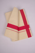 FD-08C CREAM DOUBLE DHOTI  3.80 MTR-Dark Pink