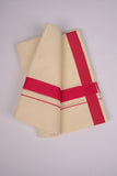 FD-08C CREAM DOUBLE DHOTI  3.80 MTR-Dark Pink