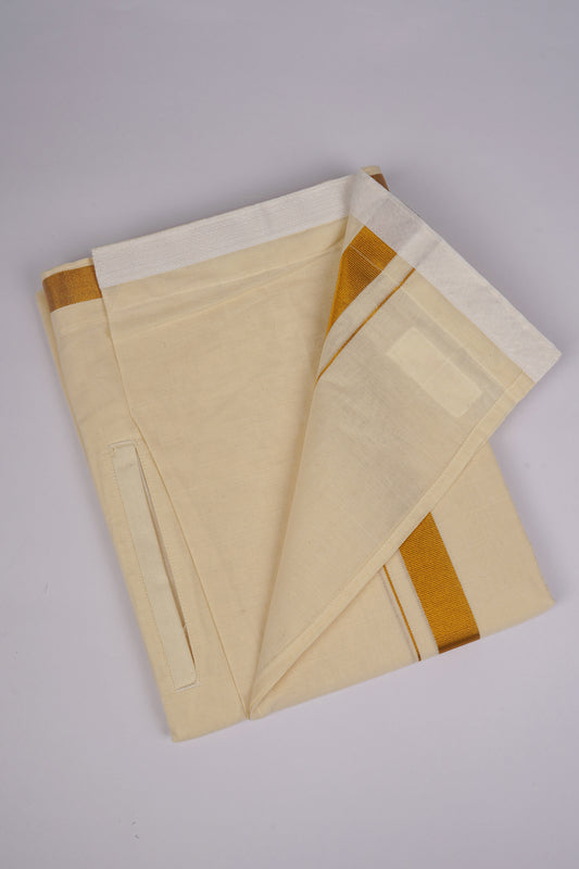 PKT GLD-01C VELCRO CREAM DOUBLE DHOTI