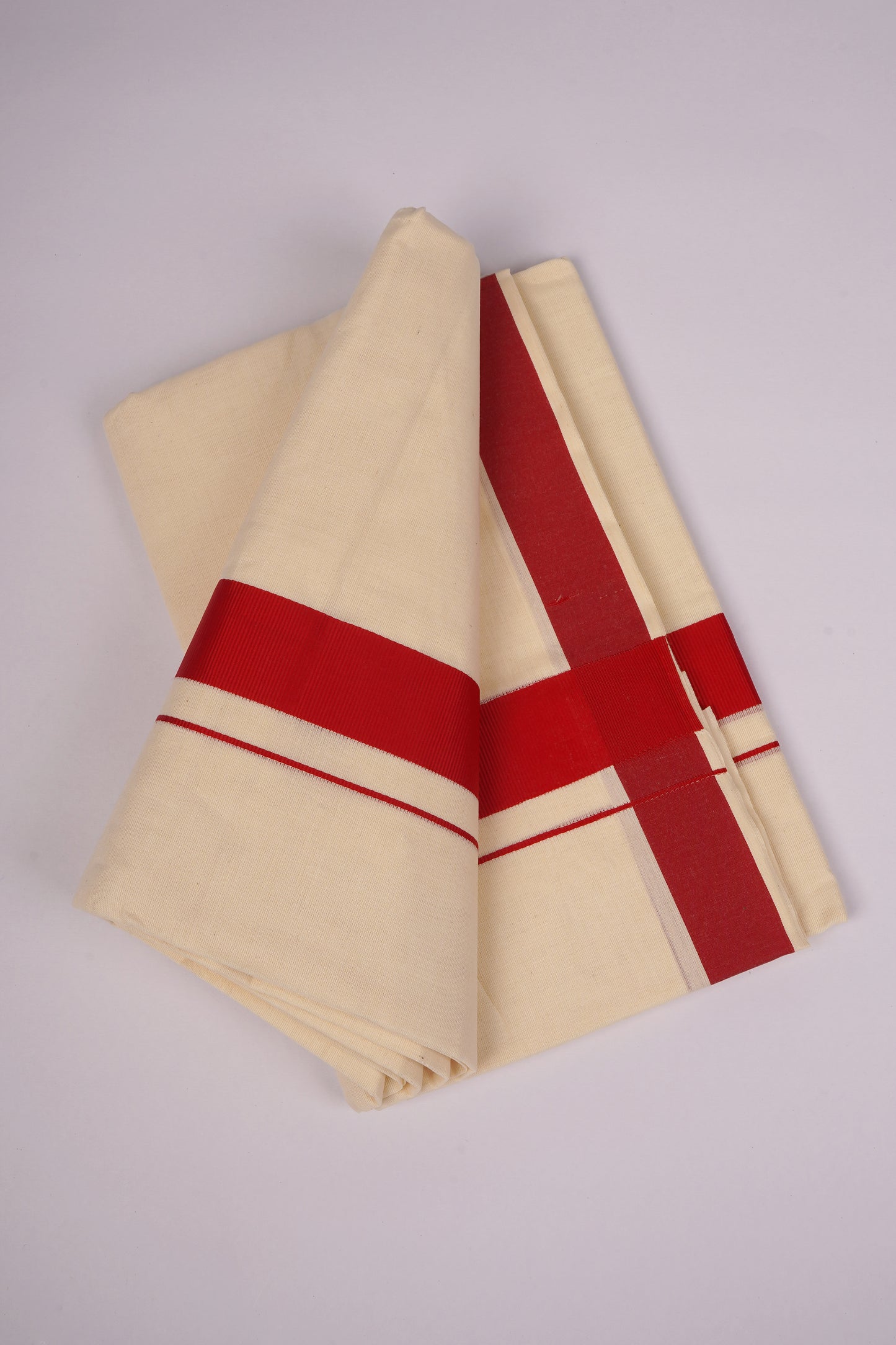 FD-08C CREAM DOUBLE DHOTI  3.80 MTR-Orange