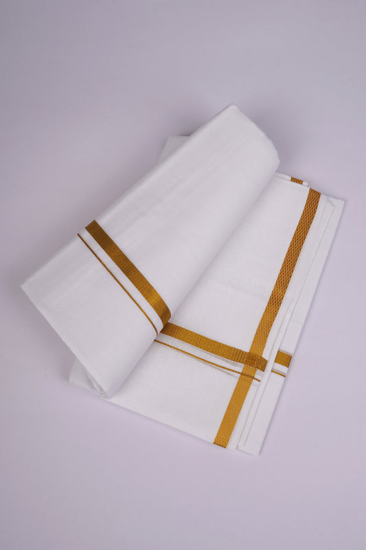 GLD-36 WHITE DOUBLE DHOTI   3.80 MTR