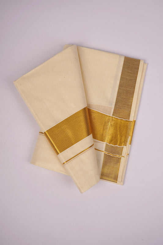 GLD-14C CREAM DOUBLE DHOTI  4.00 MTR