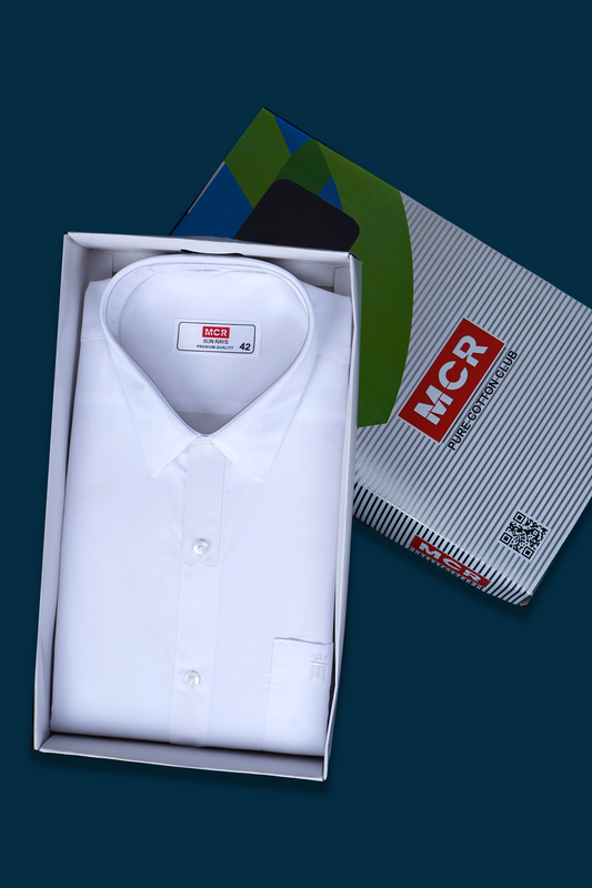 MCR SUN RAYS Full Sleeve Formal White Shirt For Men