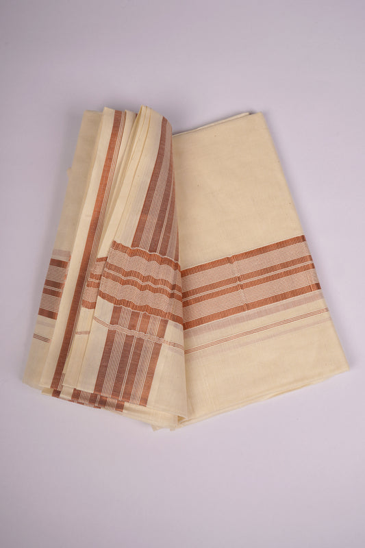 COPPER-15C CREAM DOUBLE DHOTHIE 4.00 MTR