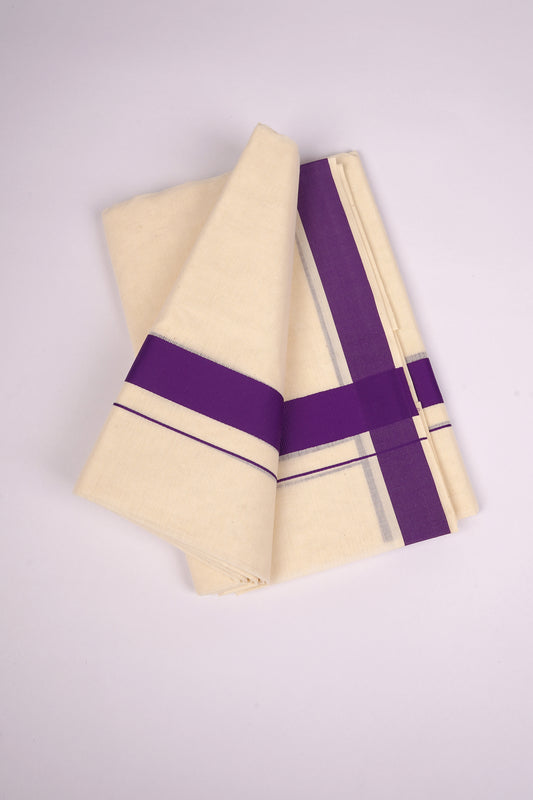 FD-08C CREAM DOUBLE DHOTHIE 3.80 MTR-violet