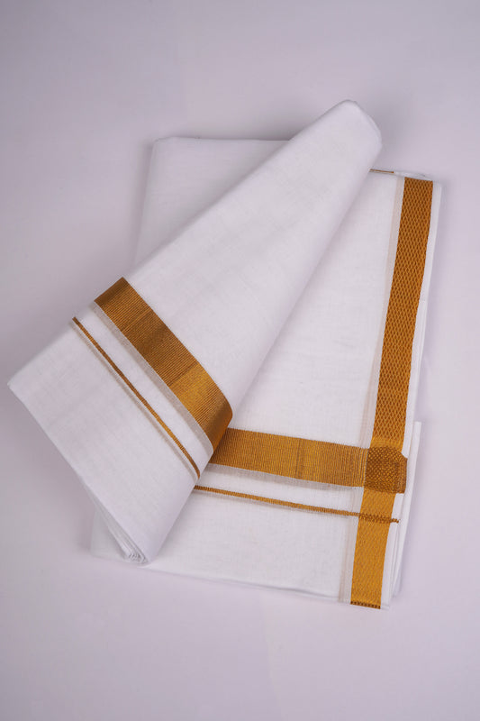 GLD-41 WHITE DOUBLE DHOTHIE 4.00 MTR