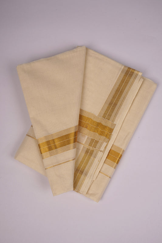 GLD-153C CREAM DOUBLE DHOTI  4.00 MTR