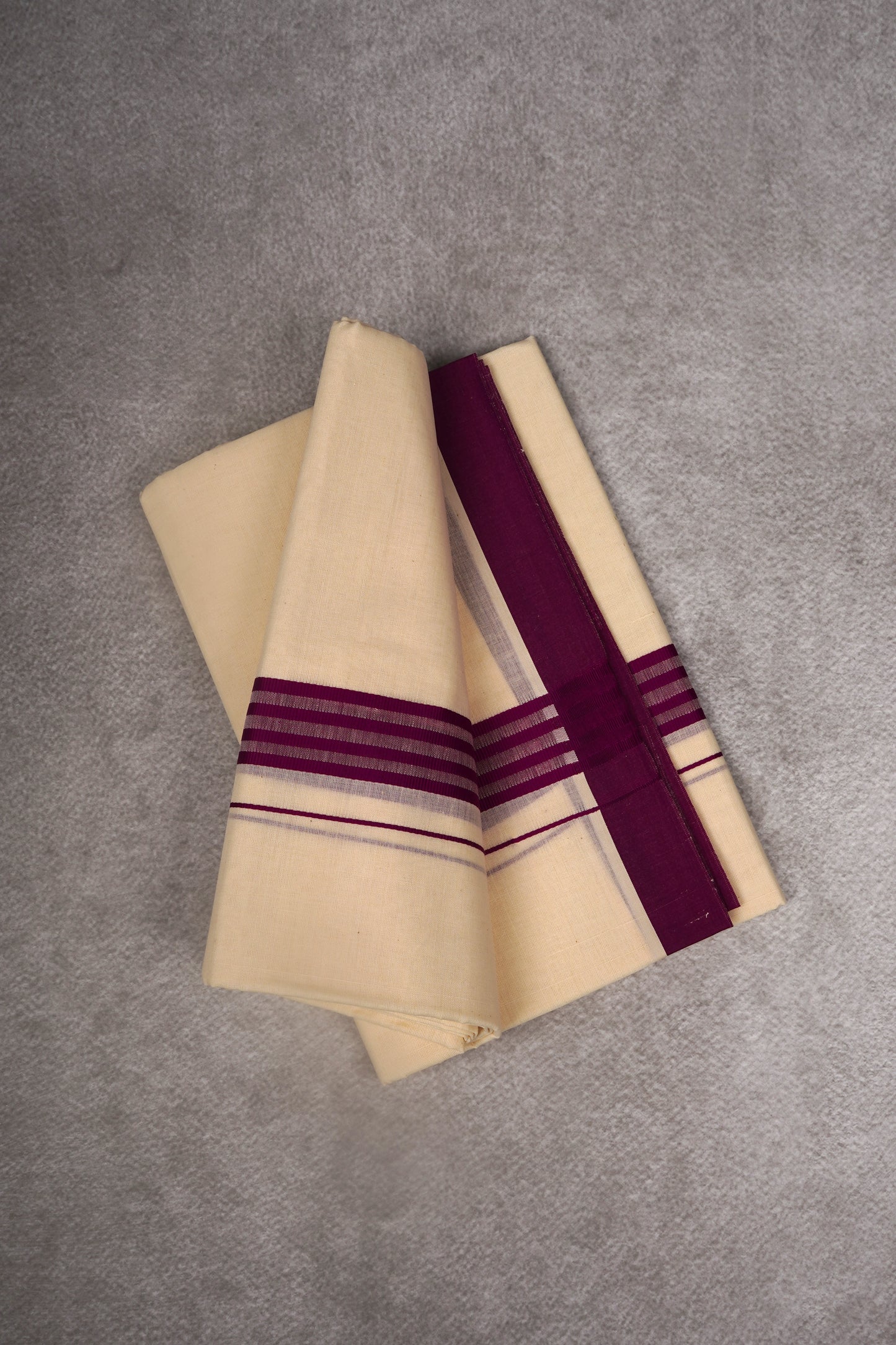 FD-189C CREAM DOUBLE DHOTHIE 3.80 MTR - violet