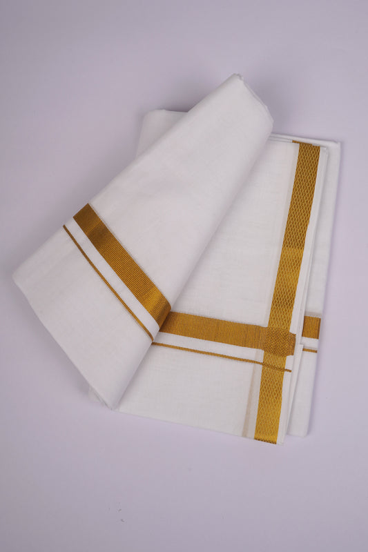 GLD-115 WHITE DOUBLE DHOTI  3.70 MTR