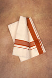 FD-174C CREAM DOUBLE DHOTI 3.80 MTR - Light brown