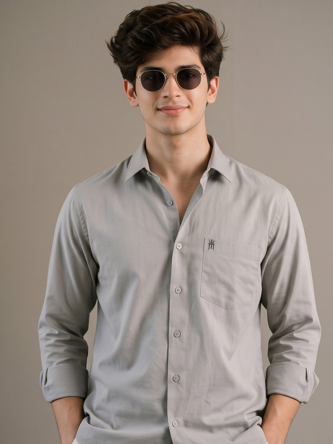 Stain Free Full Sleeve Formal Grey Shirt For Men-68004