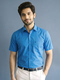 Stain Free Half Sleeve Formal Blue Color Shirt For Men-68007
