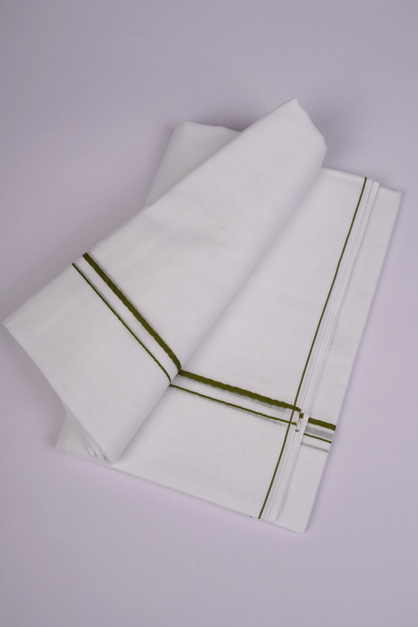 SD-12 WHITE DOUBLE DHOTI  3.70 MTR - Green